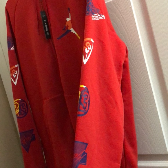NWT Air Jordan Red Hoodie Full Zip w/ Designs - Picture 5 of 7